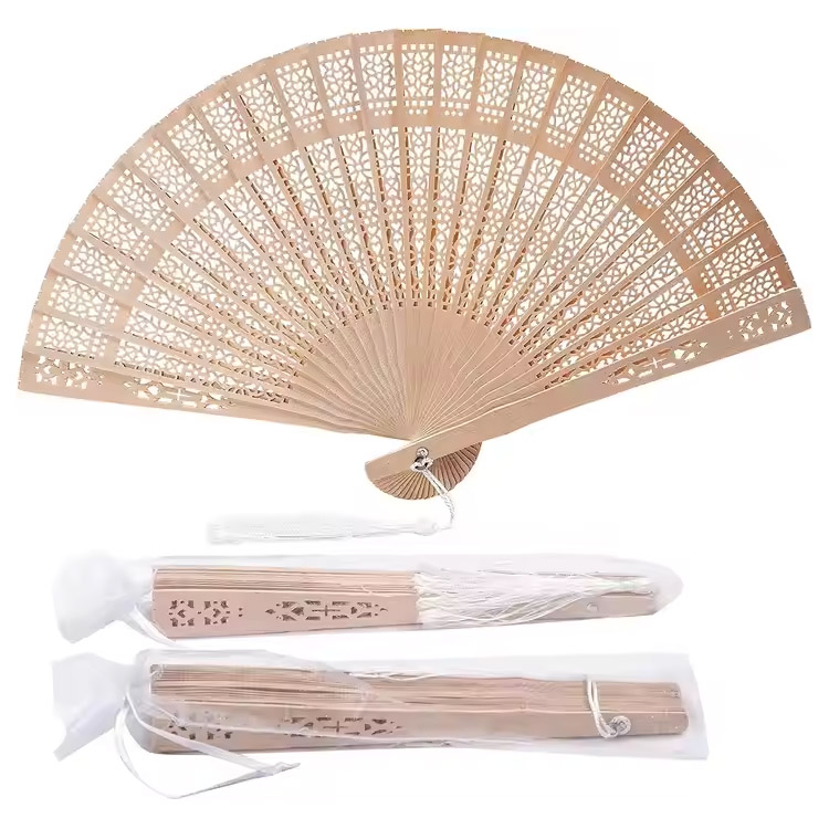 বাঁশের ভিনটেজ জন্মদিনের উপহার ভাঁজযোগ্য কাঠের হাতের পাখা