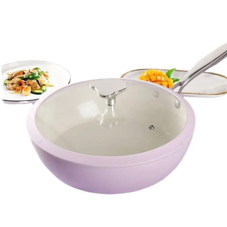 ল্যাভেন্ডার শেল চীনামাটির বাসন wok coblestone সিরামিক ফ্রাইং প্যান