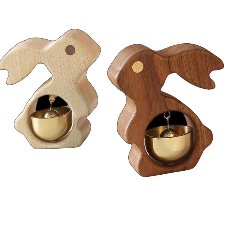 সলিড কাঠ খরগোশ ফ্রিজ চুম্বক হস্তশিল্প ব্রাস ডোরবেল